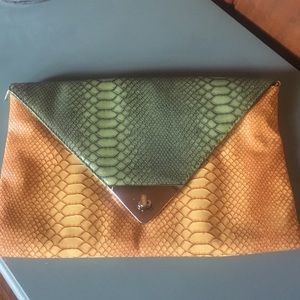 FAMU Snake Skin Clutch Purse with Gold Clasp